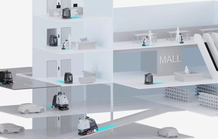 Nettoyage de la robotique dans les scénarios de complexes commerciaux